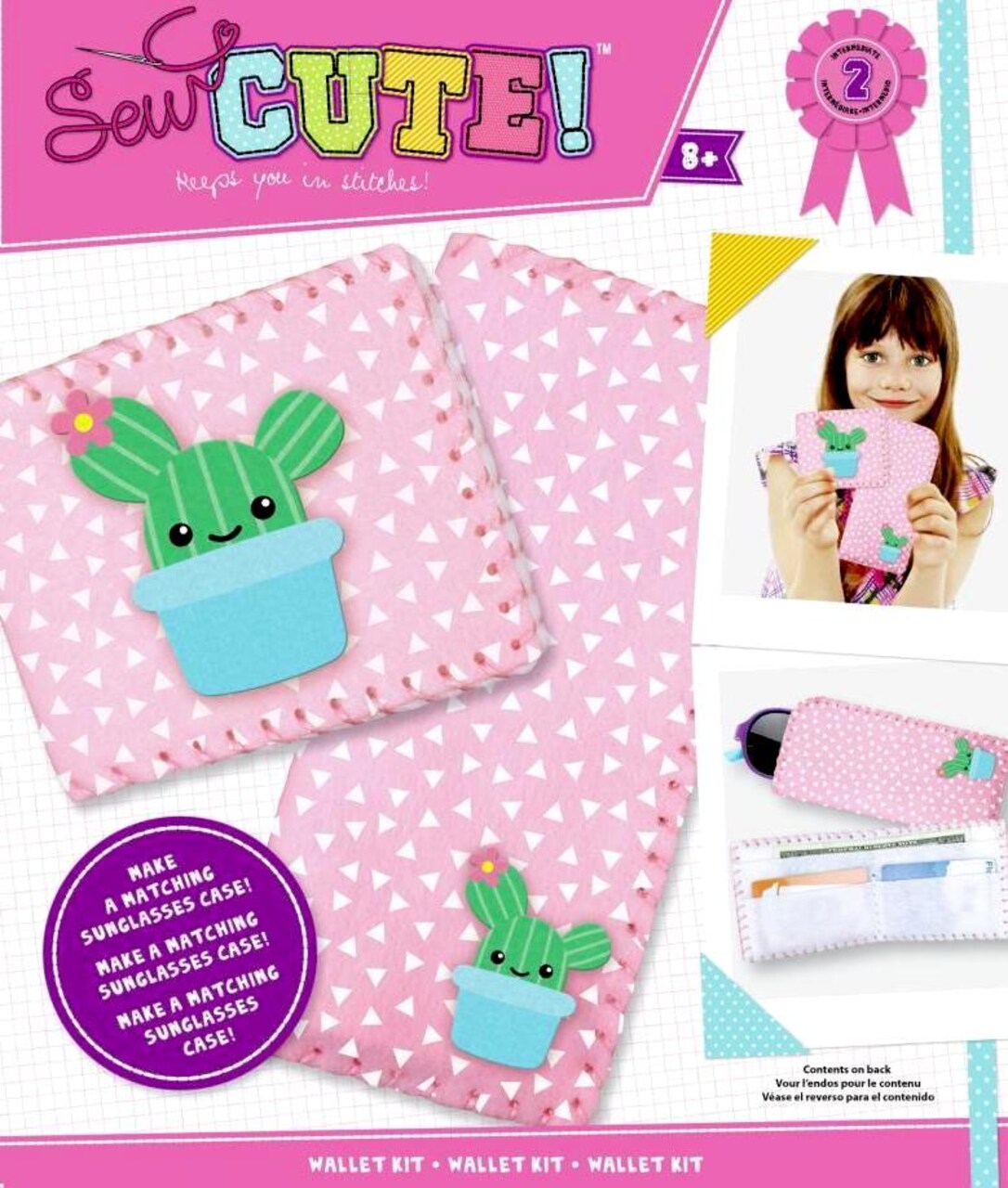 DIY Sew Cute Cactus Kids Intermediate Felt Wallet & Sunglass Sewing Kit